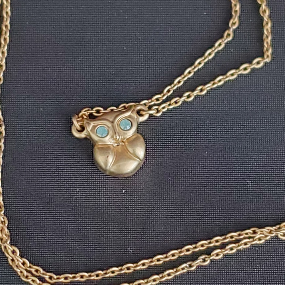 Spartina 449‎ Give A Hoot Owl Necklace Gold Plate with Crystal Accents Dainty